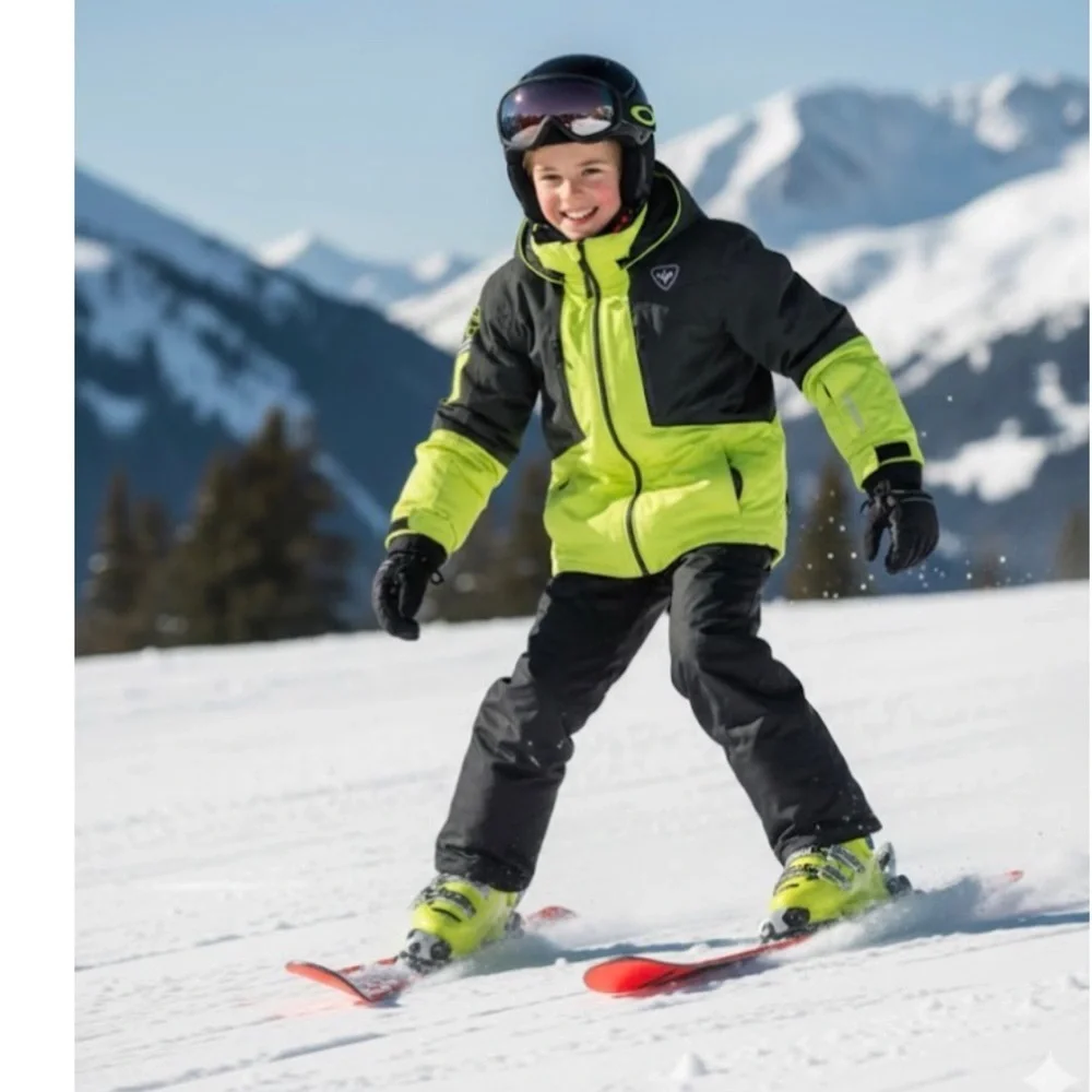 Rossignol Juniors Insulated Waterproof Olive Green Yellow Ski Gorpcore Jacket 8